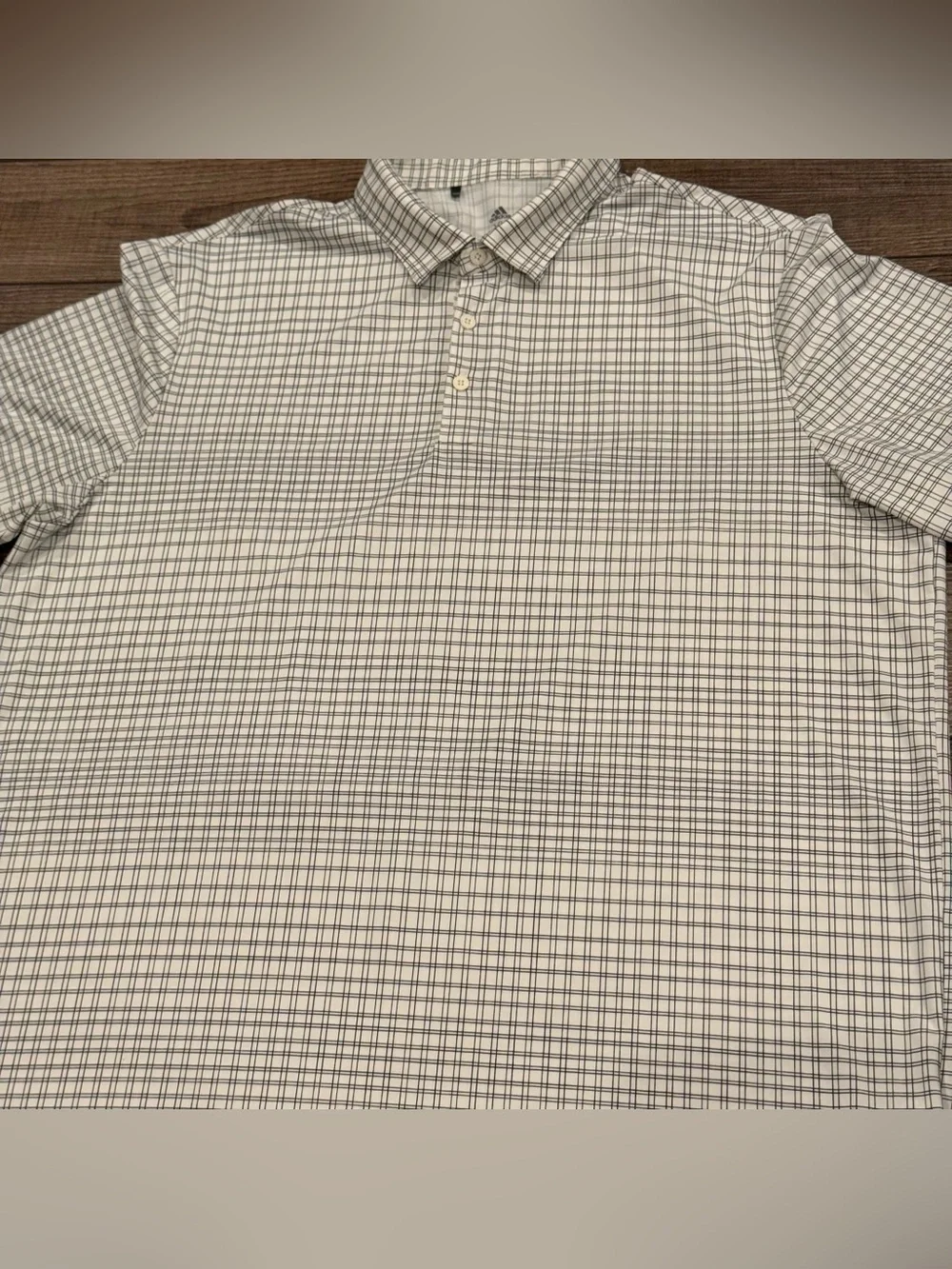 Adidas Polo Shirt Mens XL Plaid Primegreen Solid Golf Performance Top Casual